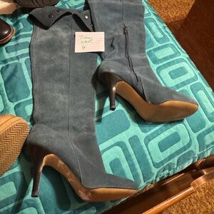 Nine West Blue Suede Heeled Boots